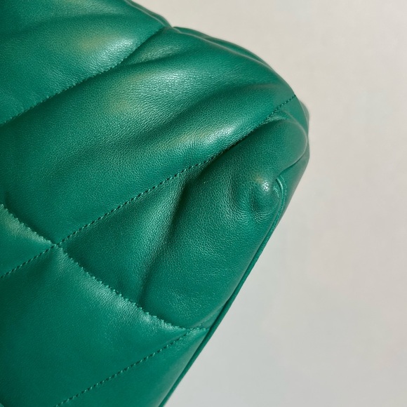 Saint Laurent Lambskin Quilted Small Loulou Puffer Chain Satchel Green Field - Picture 13 of 16